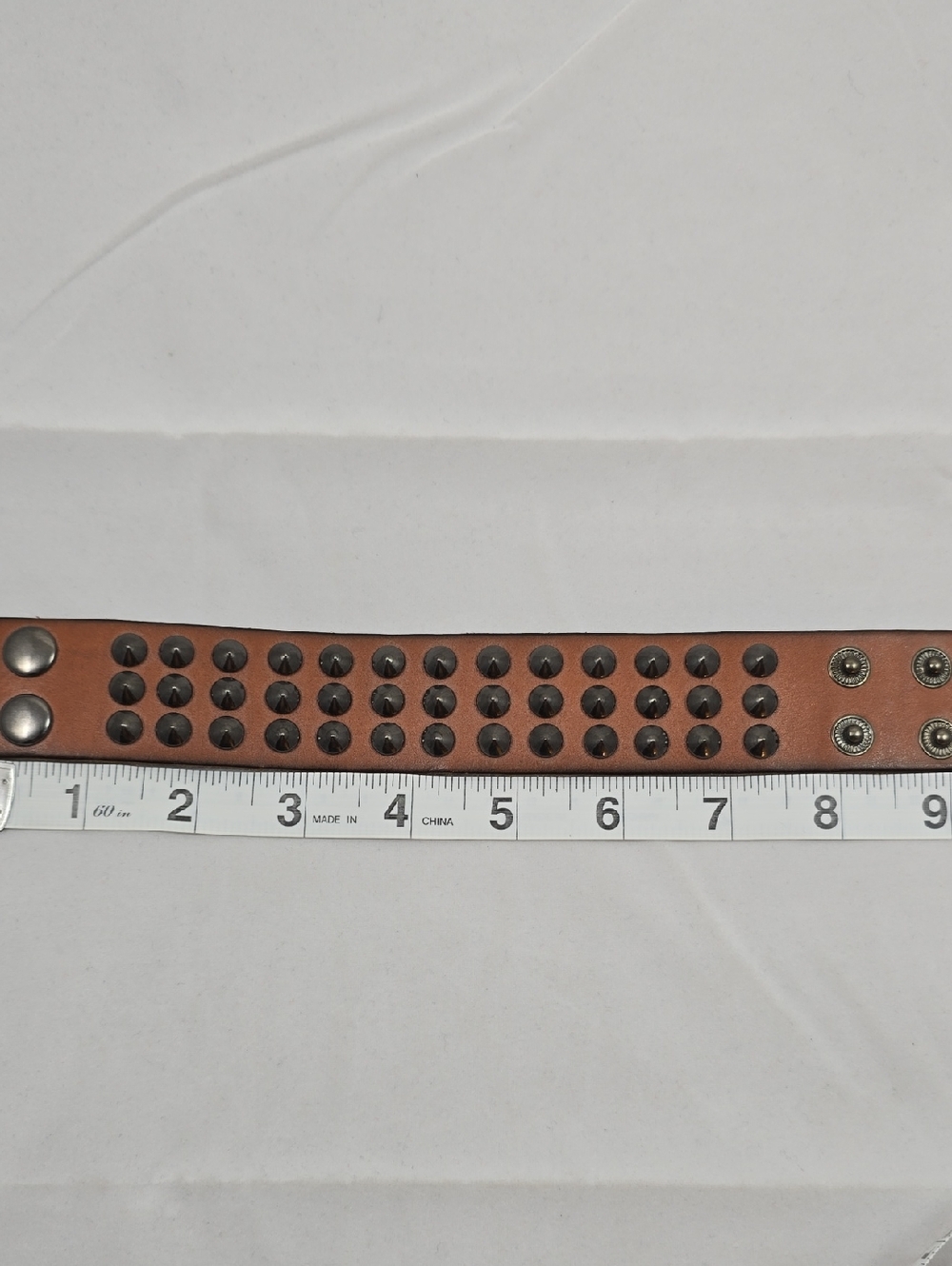 Brown Studded Leather Cuff Bracelet